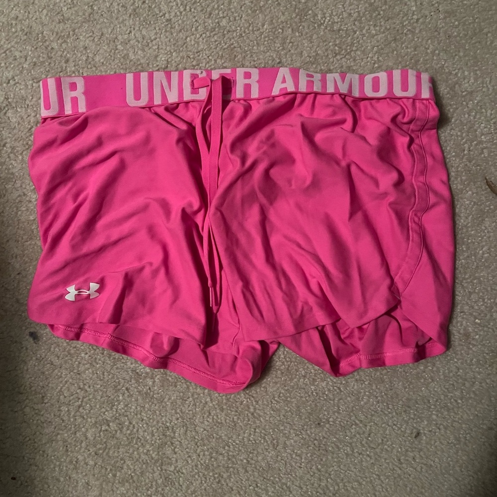 Pink under armour shorts